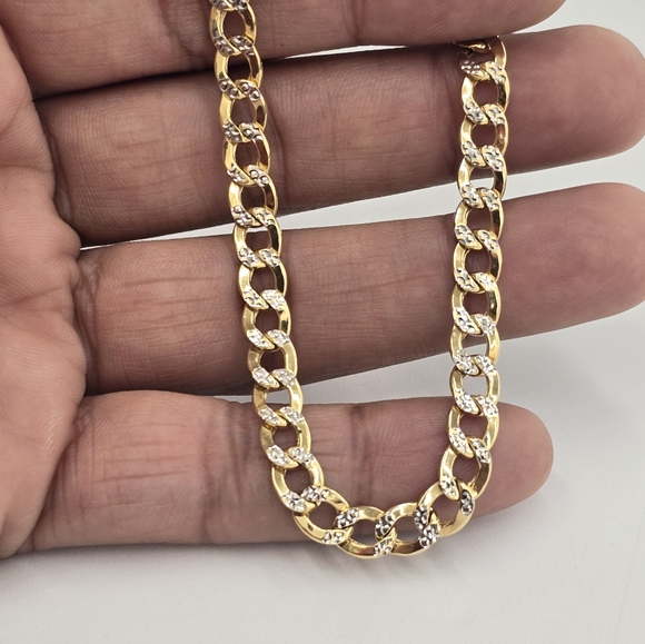 10kt Real Gold Cuban Diamond Cut Bracelet 6.4 Mm 8 Inches